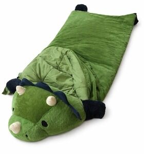 Comfort Bay $60 Green Triceratops Dinosaur Built-in Pillow Plush Slumber Bag